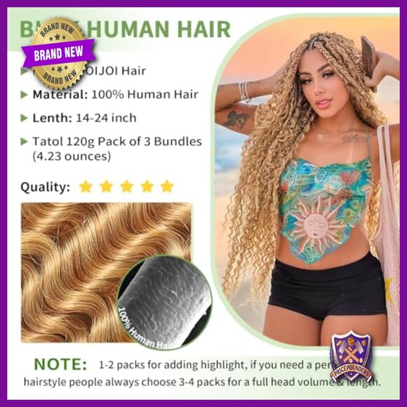 120g 100% Virgin Human Hair Extensions for Boho Braids 18 Inch Curly main image 4